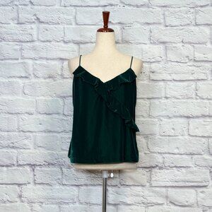 J. Crew Emerald Green Velvet Ruffle Tank Top